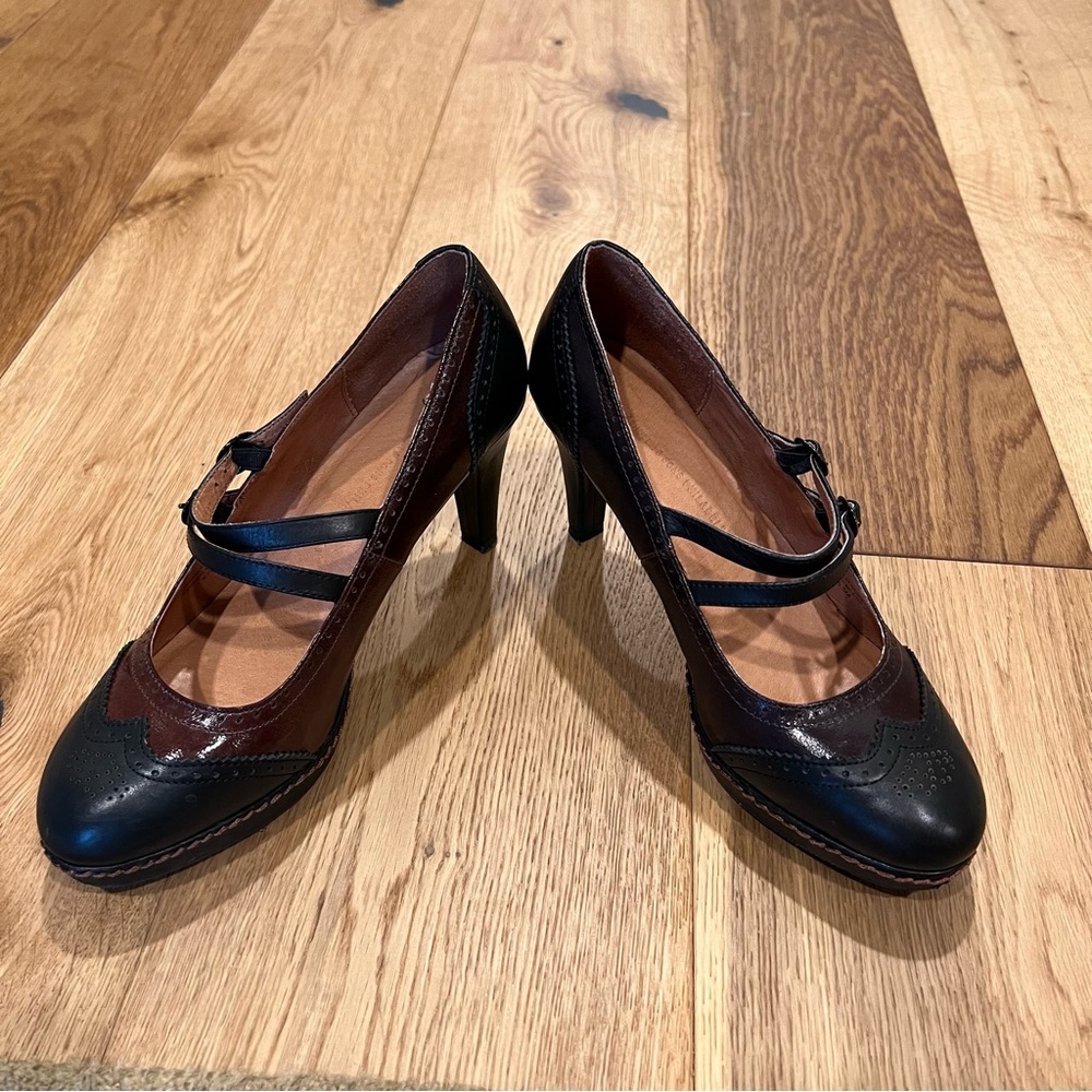 Anthropologie Schuler & Sons Noir Patent Leather Heels